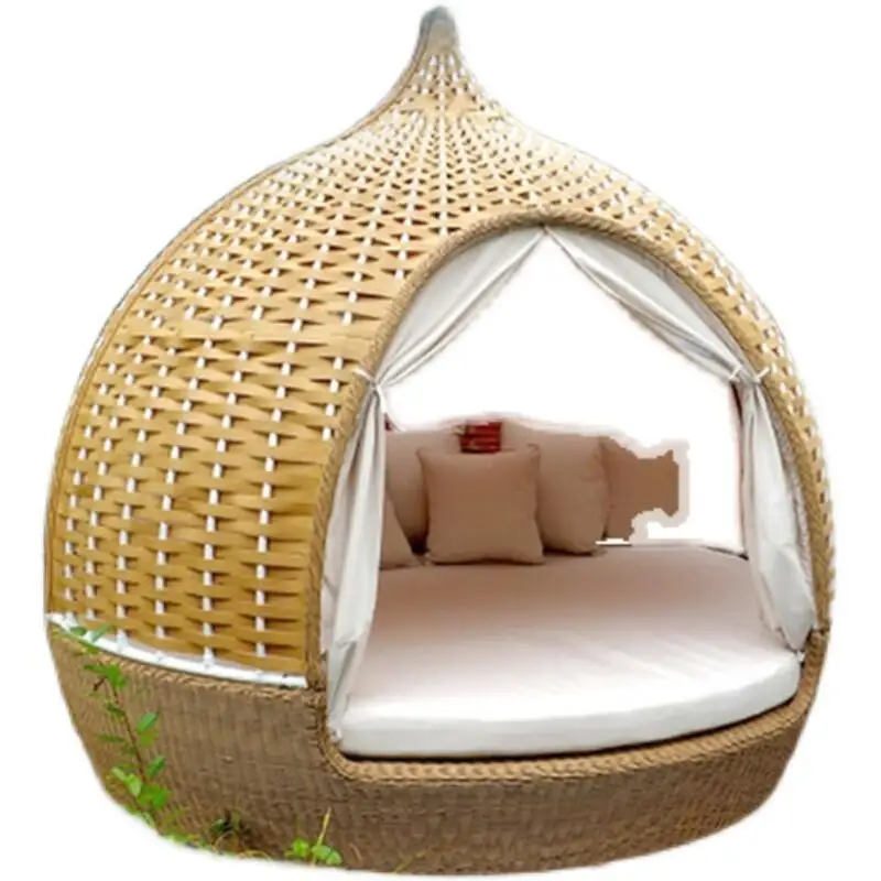Outdoor bed bird's nest bed recliner outdoor rattan beach waterproof sunscreen courtyard swimming pool B & B scenic bird cage
