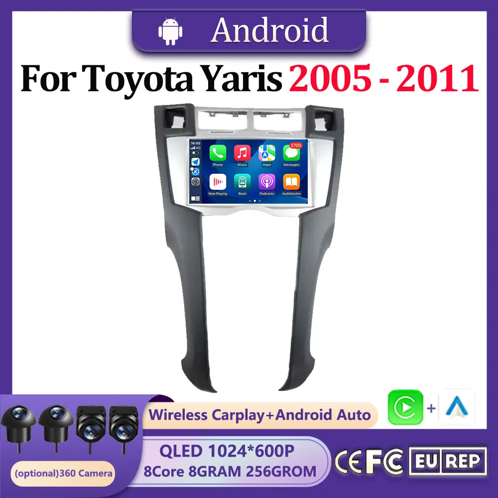 

7‘’ For Toyota Yaris 2005-2011 Carplay Auto Android System Car Radio Multimedia Player Stereo GPS Navigation Head Unit BT FM