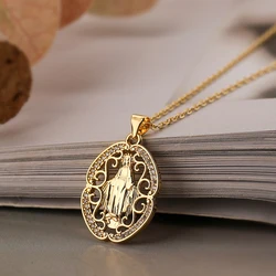 Stylish Virgin Mary Pendant Necklaces For Women Girls,Stainless Steel Chain,Party Jewelry Gift