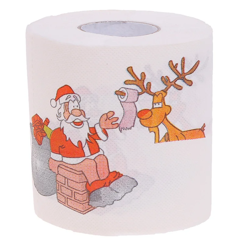 AA20-5 รูปแบบSanta Clausกระดาษม้วนกระดาษทิชชูผ้าขนหนูตกแต่งคริสต์มาสXmas Santa Office Roomห้องน้ํากระดาษ 15 ม้วน