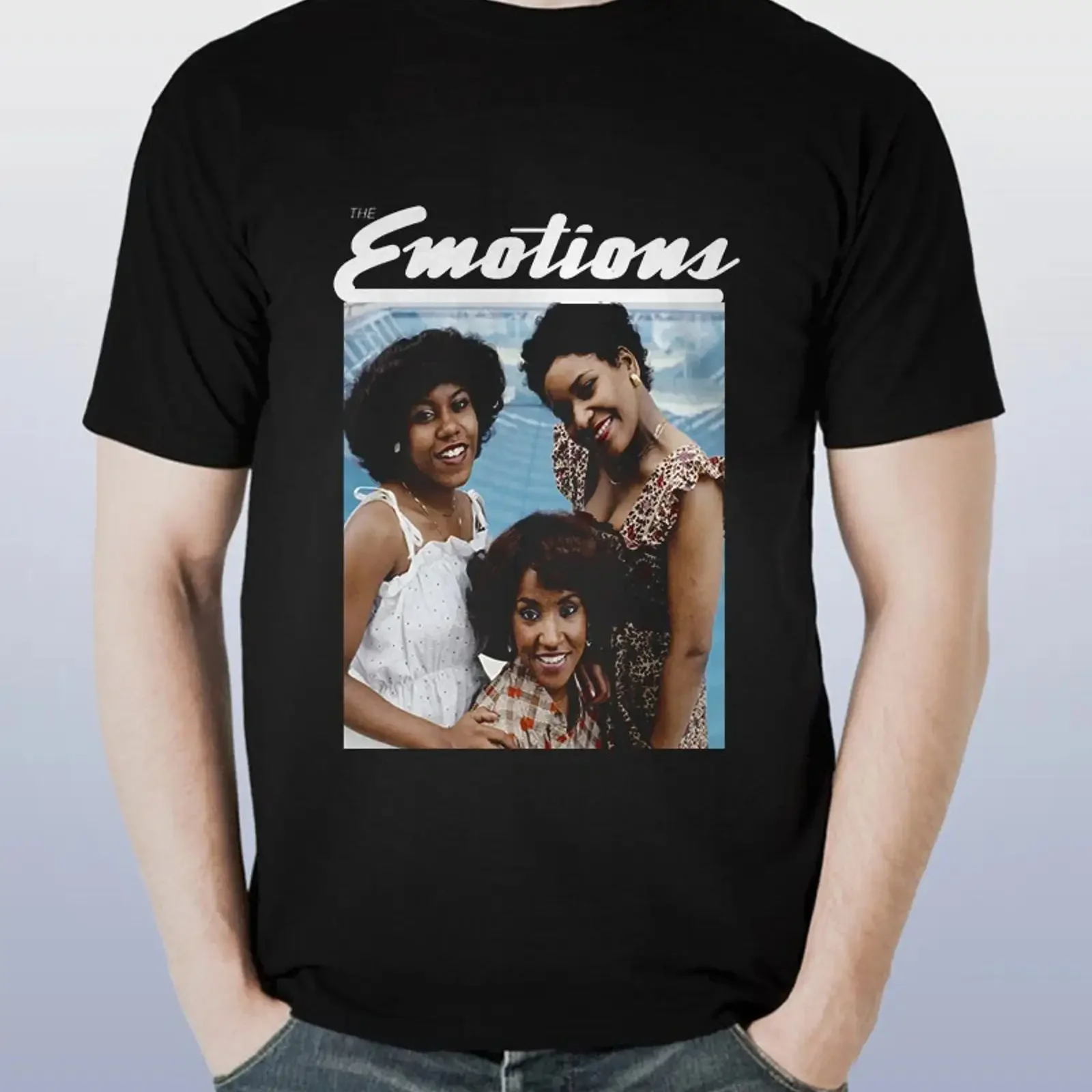 GROUP The Emotions Short Slevee Black T Shirt Image 1 of 2 vintage Washed Unisex Slightly homme Casual Top For Everyday Wear
