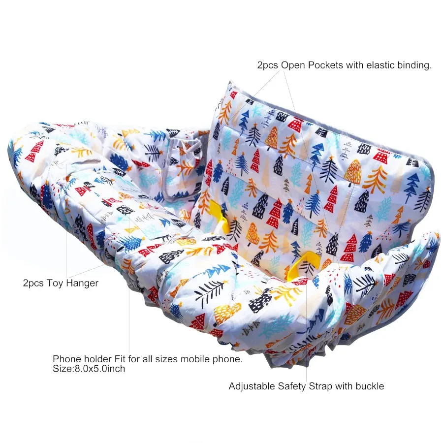 Penutup Keranjang Belanja dan Kursi Tinggi 2 in 1 yang Dapat Dibalik untuk Kursi Restoran, Dapat Dicuci dengan Mesin, Pelindung Kursi Bayi, Balita, dan Anak