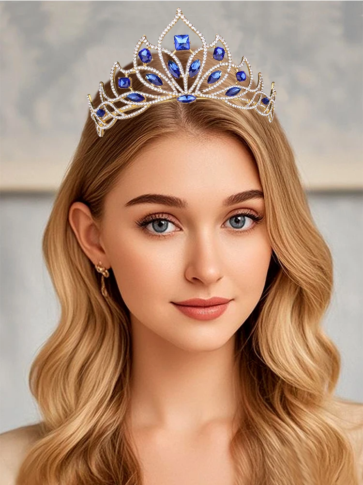 Простой лепесток, европейский роскошный горный хрусталь, корона невесты, головной убор из сплава с бриллиантами, кольцо для волос в стиле принцессы, аксессуары для волос ph