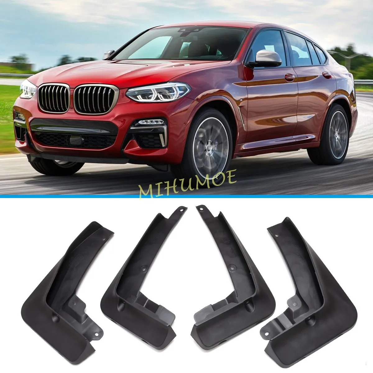 4Pcs Mud Flaps Splash Guard For 2019-2024 BMW X4 M Sport M40i M40d G02 F98 Front & Rear Mudflap Fender Mudguards