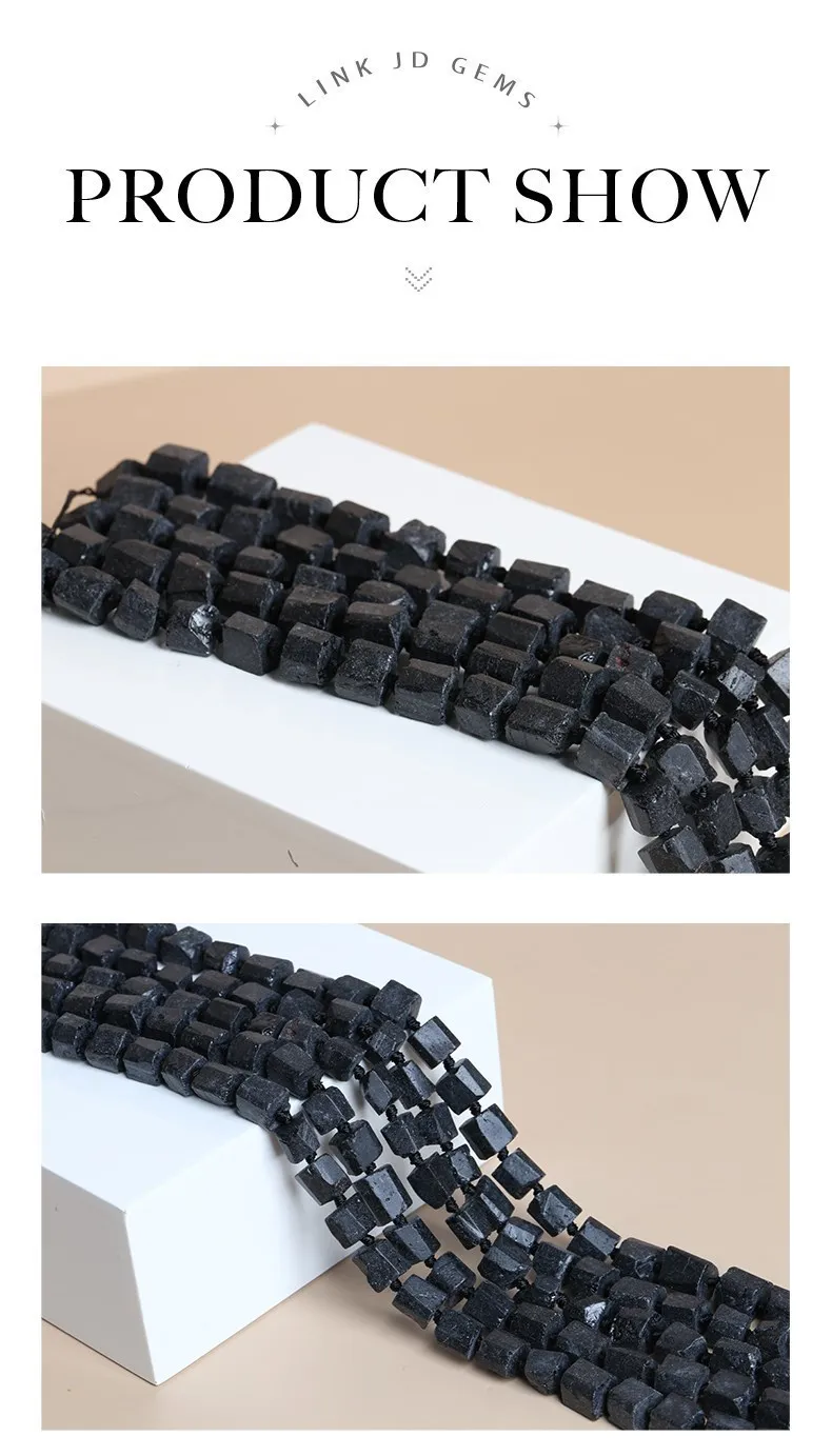 Unregelmäßige natürliche facettierte raue schwarze Turmalin Fluorit rote Jaspis Heils tein lose Perlen für Schmuck herstellung DIY Armbänder – Detail 2