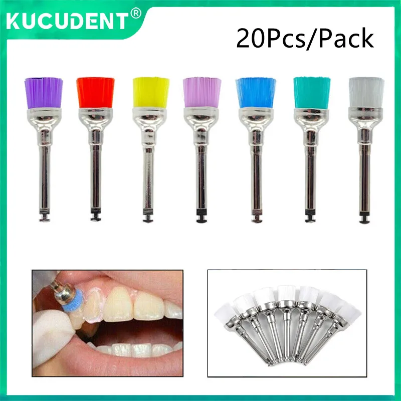 

20Pcs/Pack Dental Polishing Brushes Prophy Cup Polisher Nylon Bristle Brush Latch Type RA Teeth Whitening Dentist Materials