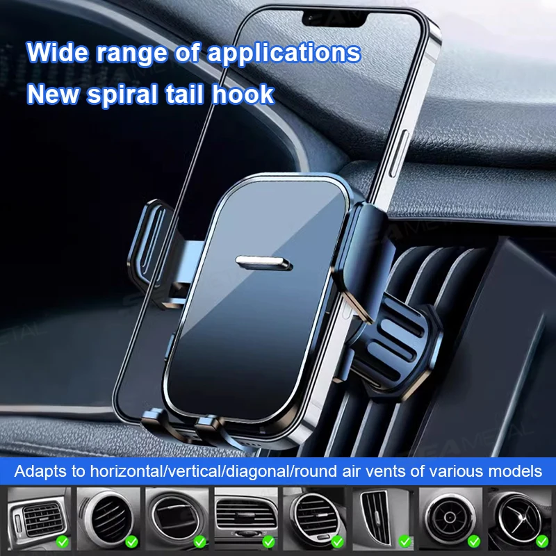 SEAMETAL Gravity Car Phone Holder Air Vent Upgrade Hook Clip Not Shake Adjustable 360 Rotation Vent Clip Car Phone Holder Mount