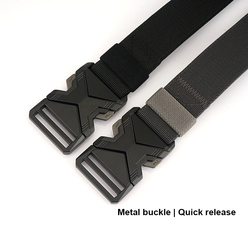 HSSEE New 105cm to 125cm Elastic Belt for Men Metal Buckle Quick Release Military Tactical Belt Soft Nylon Casual Belt Male