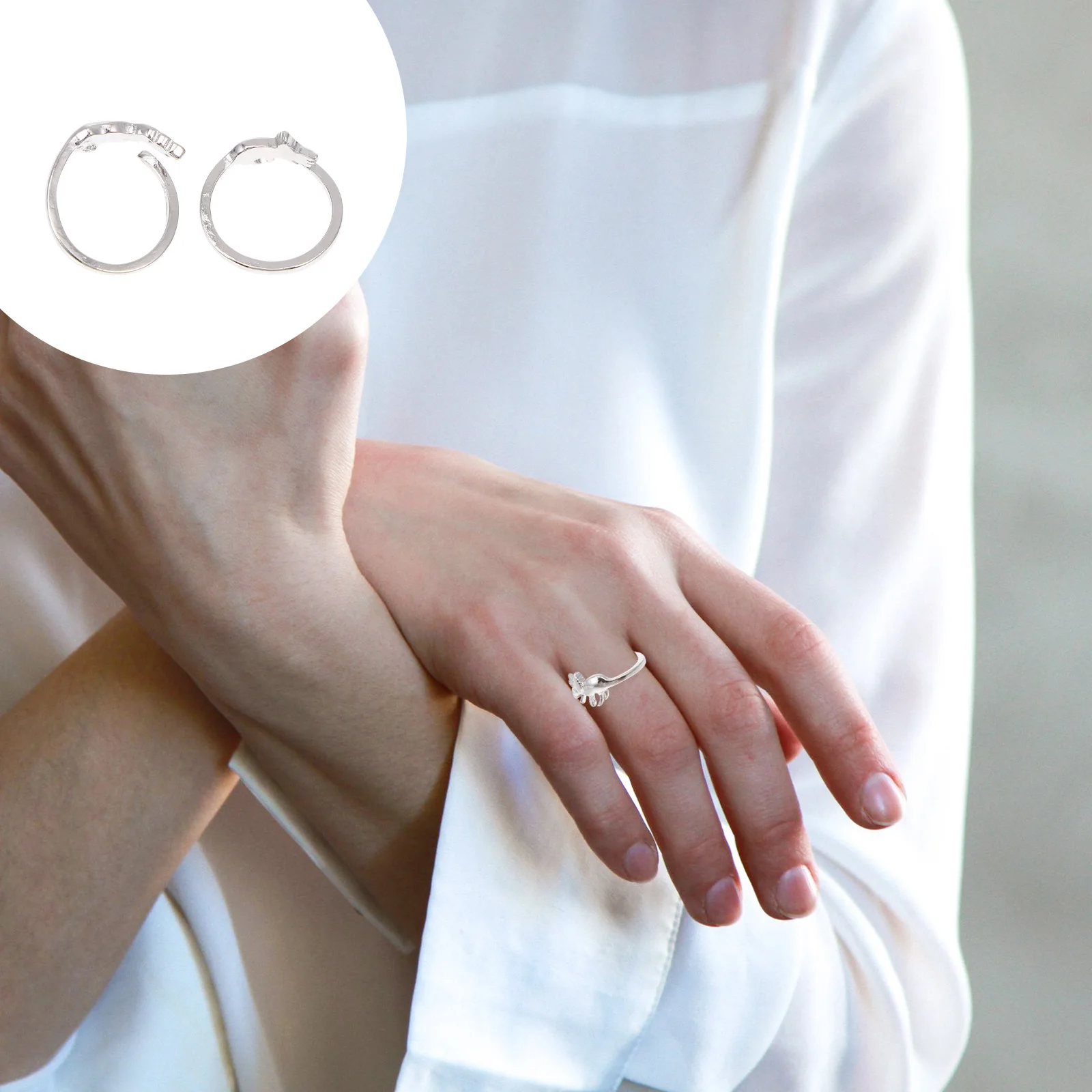 

2Pcs Dinosaur Ring Creative Dinosaur Shaped Fashion Accessory for Parties Selfie Costume Decoration Finger Ring