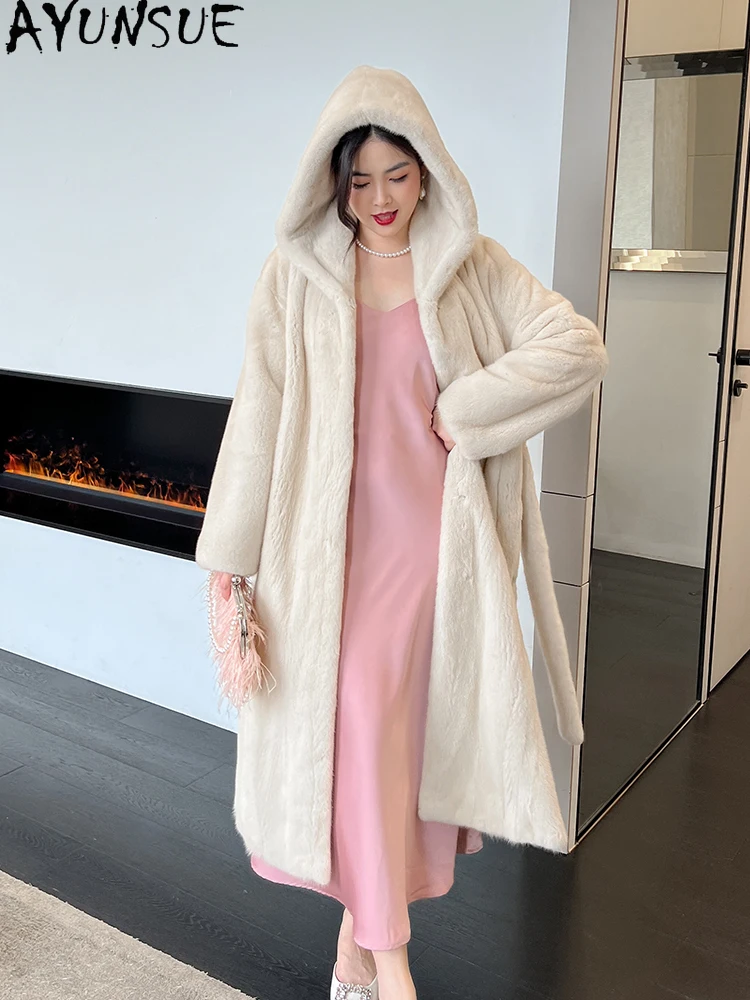 

AYUNSUE Natural Velvet Mink Fur Coat for Woman Luxury Winter Fur Jacket for Woman Clothes High Quality Outerwears Кофта С Мехом