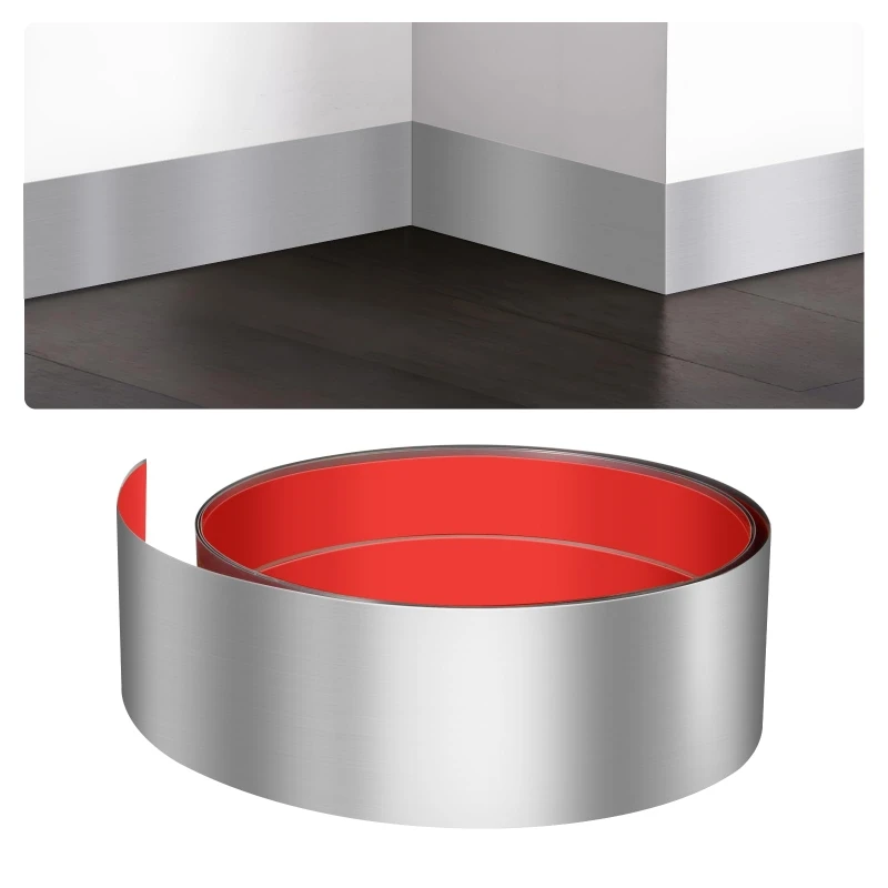6-Meter Long Self-Adhesive Ultra-Thin Foot Line Skirting Line Stainless Steel Wall Cabinet Shading Foot Metal Decorative Strip