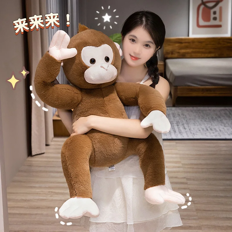 40cm-80cm Big Size Lovely Lifelike Sitting Monkey Plush Toys Soft Stuffed Monkey Doll Cute Animal Doll For Children Home Decor