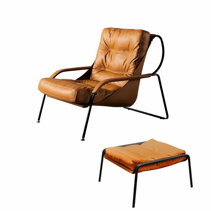 Italy Brown Living Room Chairs Recliner Relaxing Handle Comfy Arm Chairs Chaise Design Luxury Sedie Da Soggiorno Home Furniture