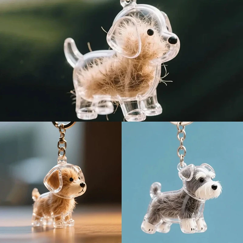 واضح جرو الشعر التذكاري تذكار كبسولة الحيوانات الأليفة الكلب الفراء الحاويات DIY بها بنفسك قلادة المفاتيح ديكور عشاق الحيوانات الأليفة عرض المنزل الهدايا #4