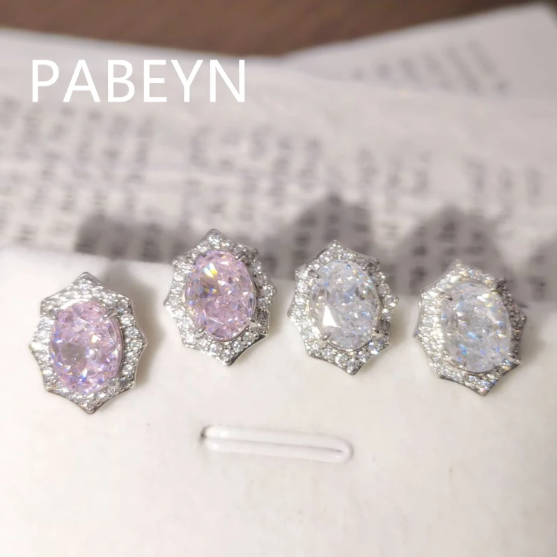925 Silver Ice-Cut Zircon Studs. Oval Gems with Scalloped Halo. Stunning Faceting, Elegant and Romantic Jewelry for Women.