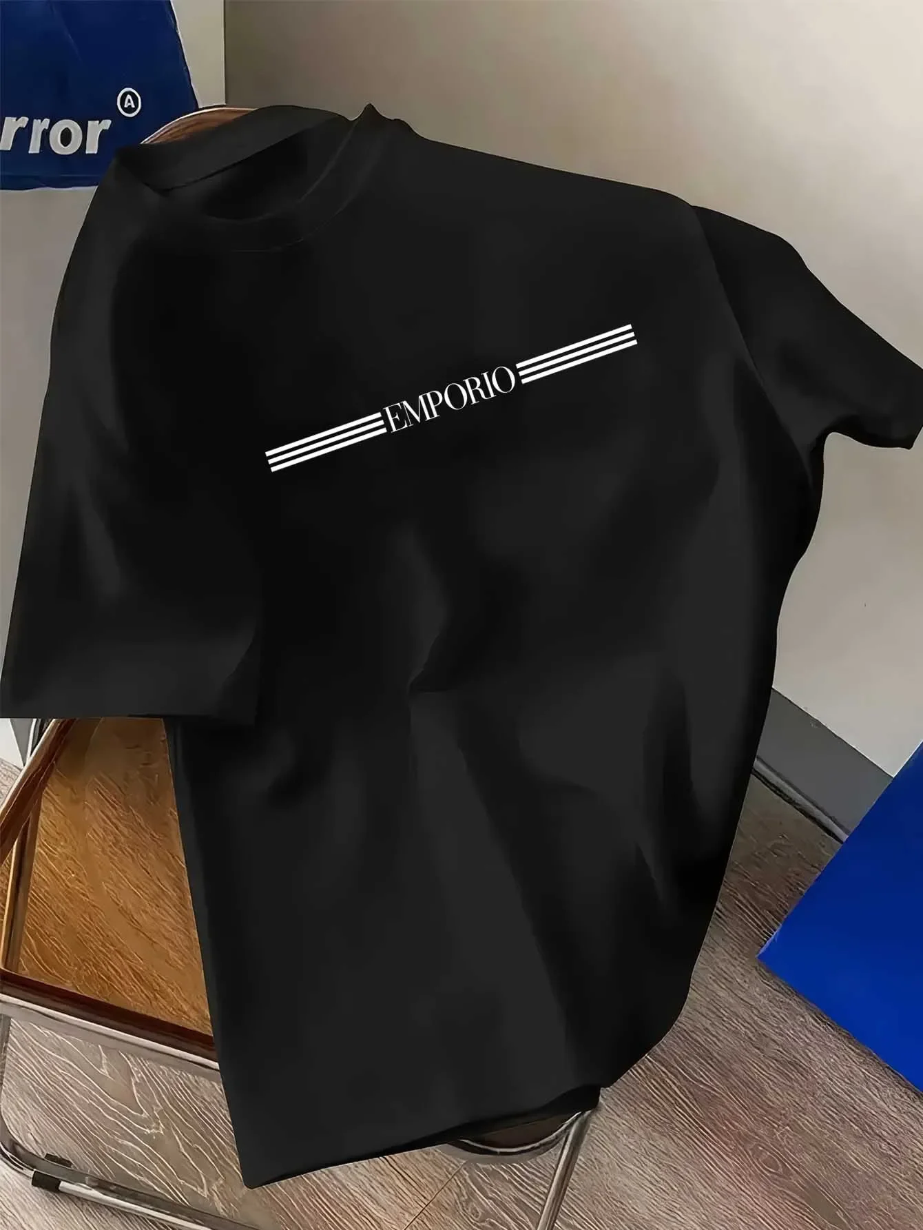 100% pure cotton men's luxurious brand letter print T-shirt, short-sleeved T-shirt, high-quality men's clothing, streetwear