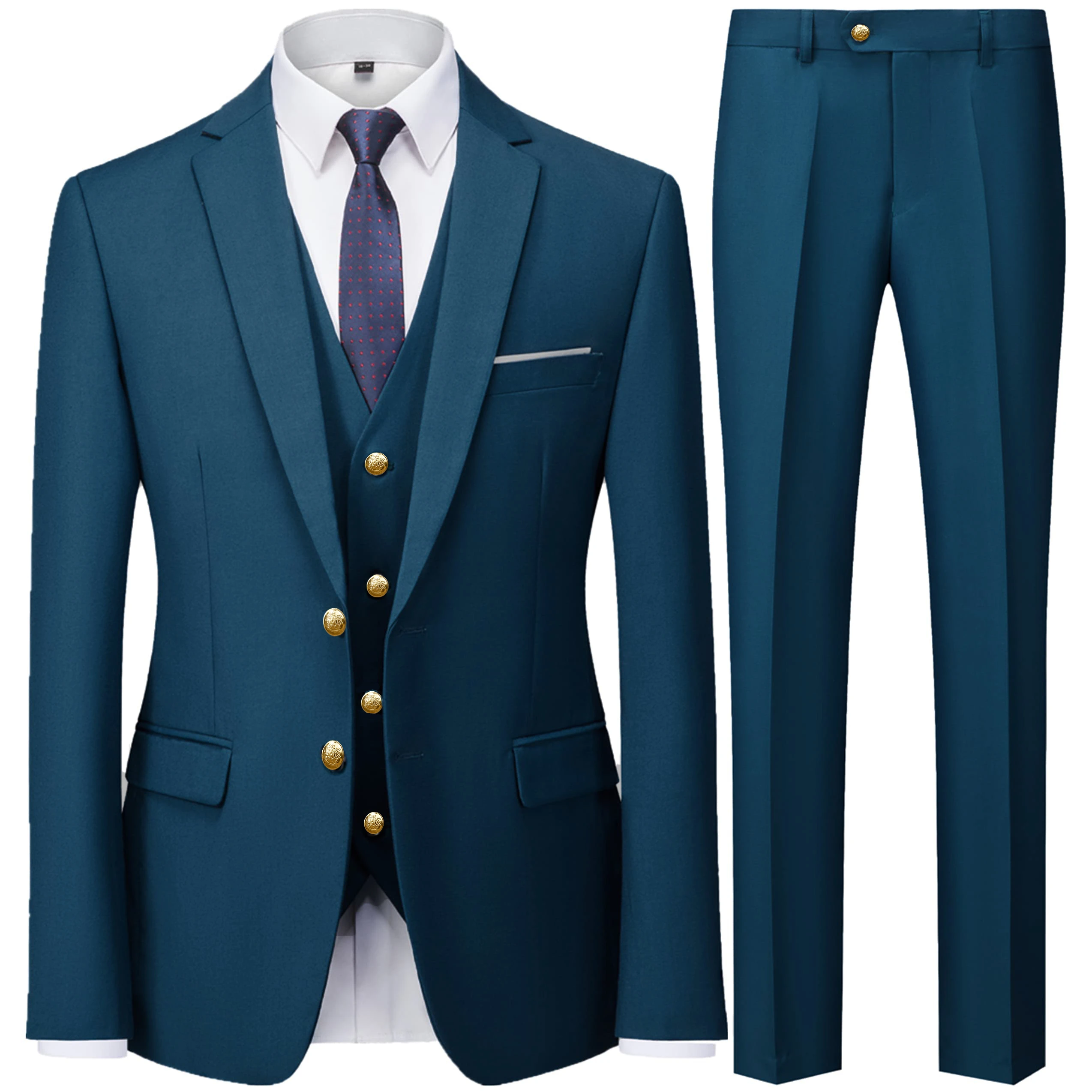 Men Business 3 Pieces Suits Sets / Male Groom Wedding Banquet Solid Color High End Custom Large Size Brand Blazers Jacket Coat