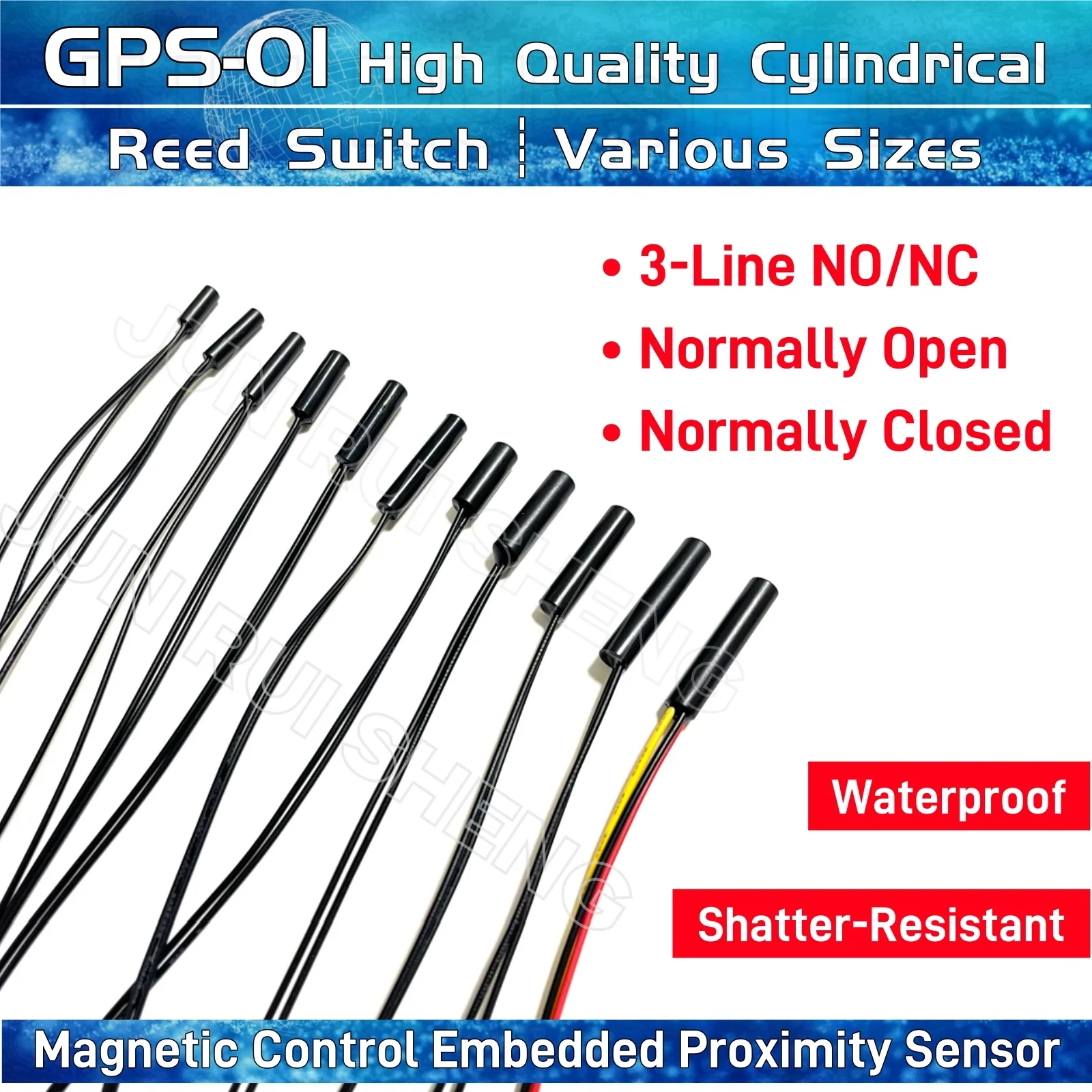 GPS-01 Reed-Schalter, Kreis, röhrenförmig, 10/15/18/20/25/30/38 mm, normalerweise offen/geschlossen, NO NC, Magnetkontakt, Näherungssensor, wasserdicht – Detail 1