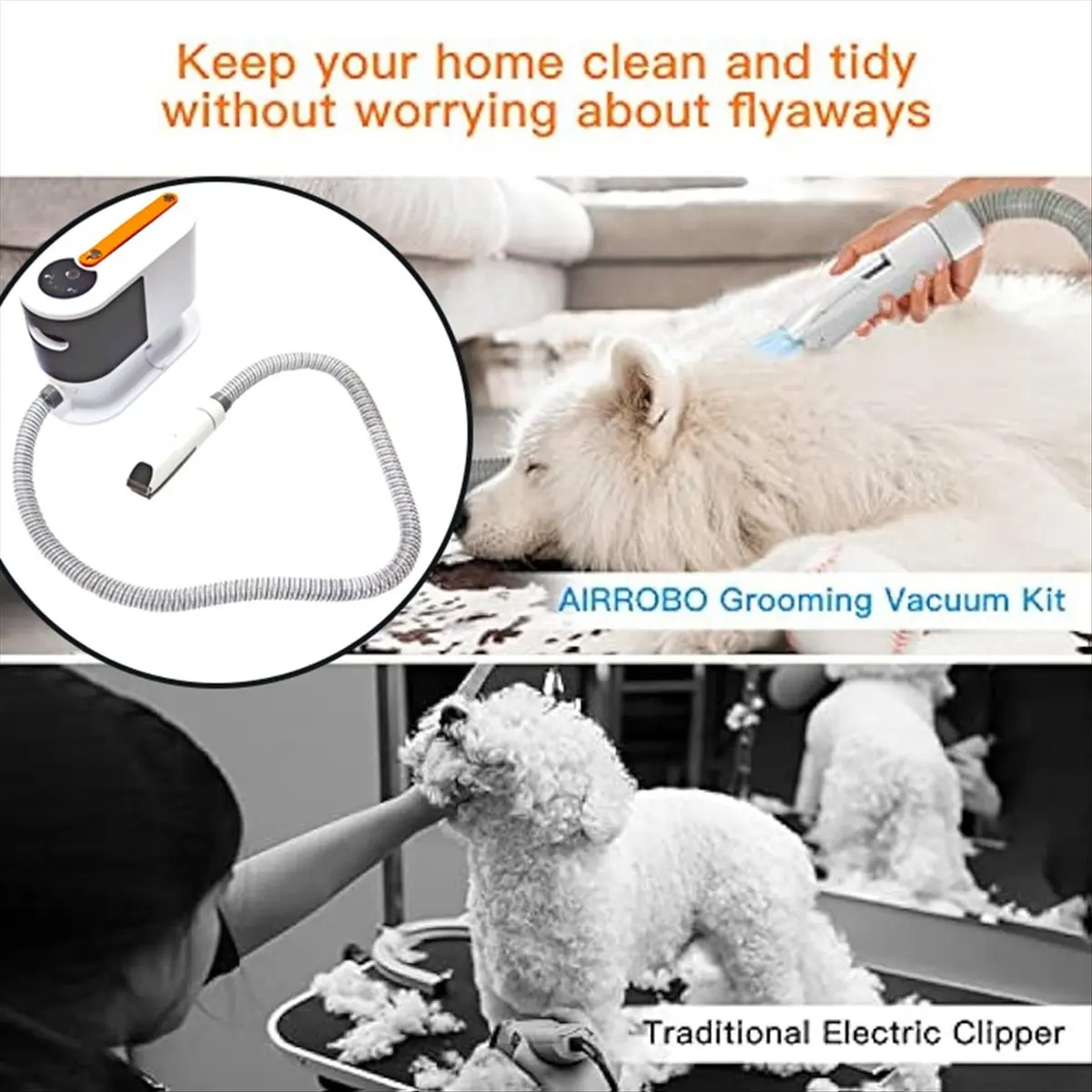 *Grande plugue da UE, vácuo de pêlos de cães e kit de preparação de cães, vácuo de preparação de animais de estimação, vácuo de cachorro de grande capacidade de 2L para derramar cabelos