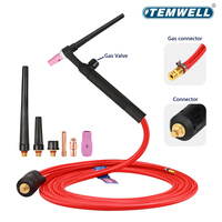 WP9FV 3m/4m 120A TIG Welding Torch Soft Hose Gas WP9 Argon Tig Nozzle Air Cooled Flexible Valve 10-25 8mm Quick Connector Welder