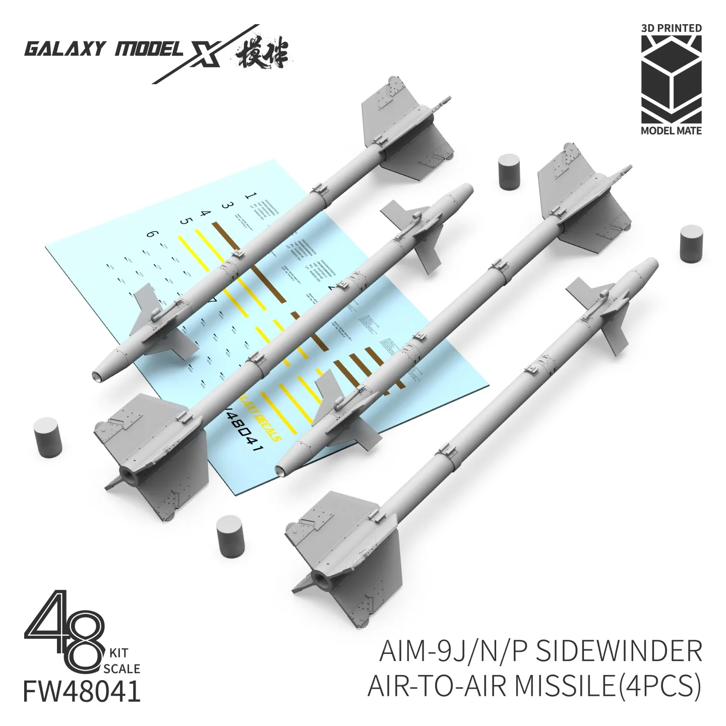 Galaxy AIM-9X Sidewinder Air-to-Air Missile (4 PCS) 1/48 3D Printed Model