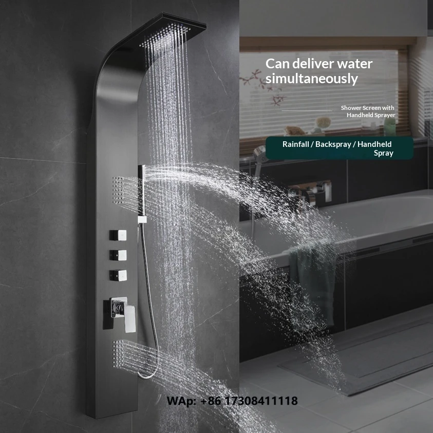 Modern Nordic Design Shower Screen Shower Set with Faucet Raincoat Shower Head Bathroom Spray  Head All-in-One Wall Mount
