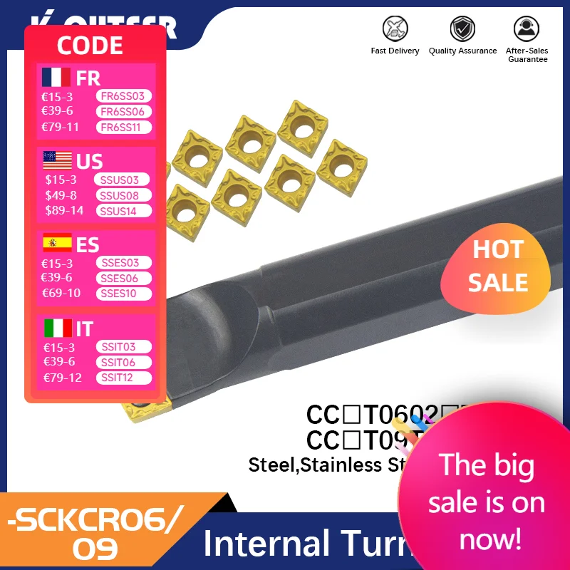 

Internal turning tool cutting rod S07K-SCKCR06 S12M-SCKCR09 S25S-SCKCR09 Carbide insert CCMT06/09 lathe tool CNC internal tool