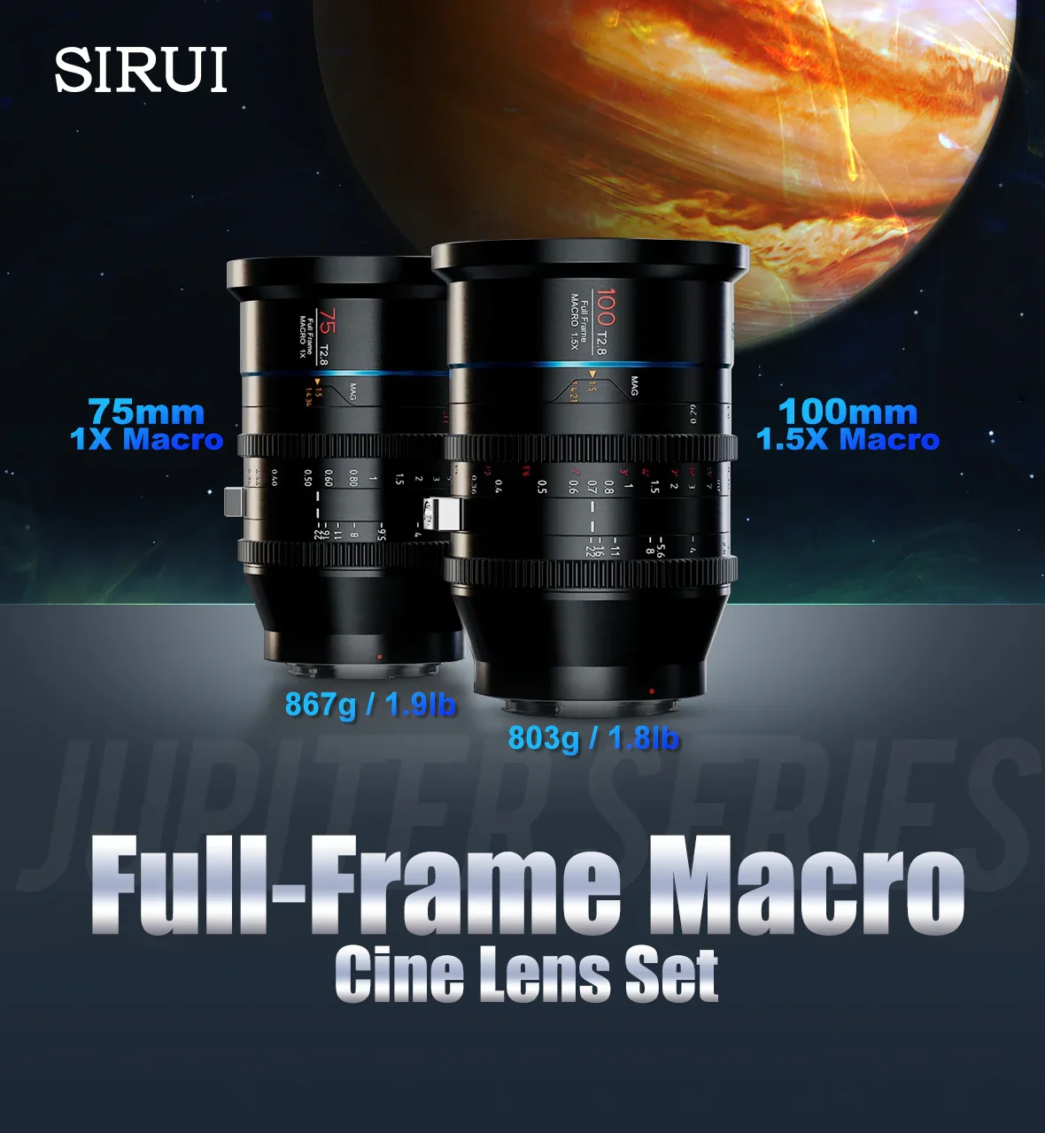 SIRUI Jupiter 75mm 100mm T2.8 Full-Frame Macro Cine Lens 24mm 35mm 50mm Precise Focus Breathing Lens For EF PL Mount Camera