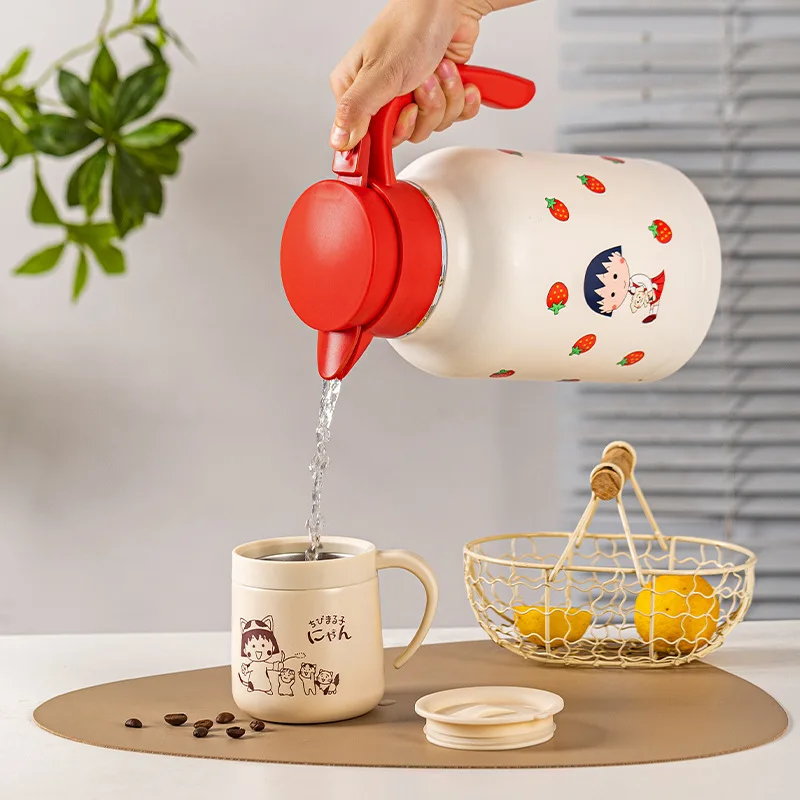 Kawaii Chibi Maruko-Chan Anime Cartoon Household Insulated Kettle 316 Stainless Steel Thermos Kettle Hot Water Bottle Thermos