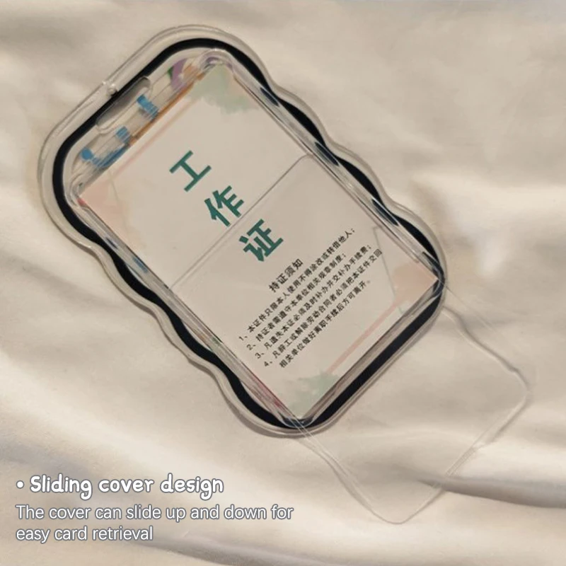 Lines Cat 3inch Photocard Holder Transparent Card Holder Keychain Photo Sleeves Bus Card Student Card Case Photo Protector