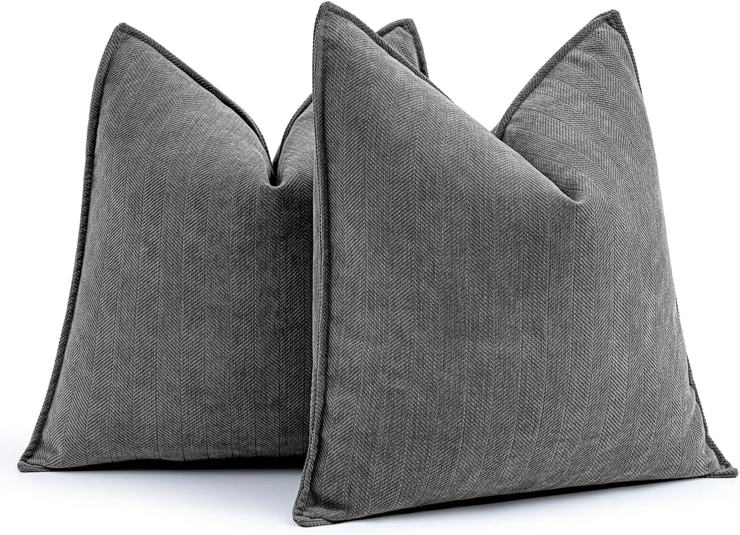 

Pa Of 2 Dark Grey Decorative Pillow Covers 20X20 H Soft Chenille Luxurious Couch Throw Pillows Farmhouse Cushion Covers With