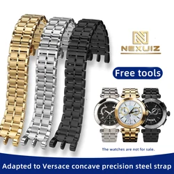 For Versace Watch Strap V-RACECHRONO Solid Stainless Steel Metal Watch Accessories Double Notch Watchband 24mm Waterproof Belt