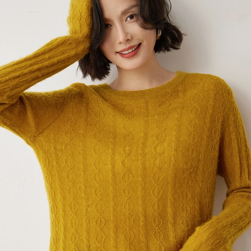 Autumn Women\'s 100% Cashmere Sweater O-Neck Thin Style Pullovers Lady Solid Fashion Loose Tops Female Large Size Knit Jumper