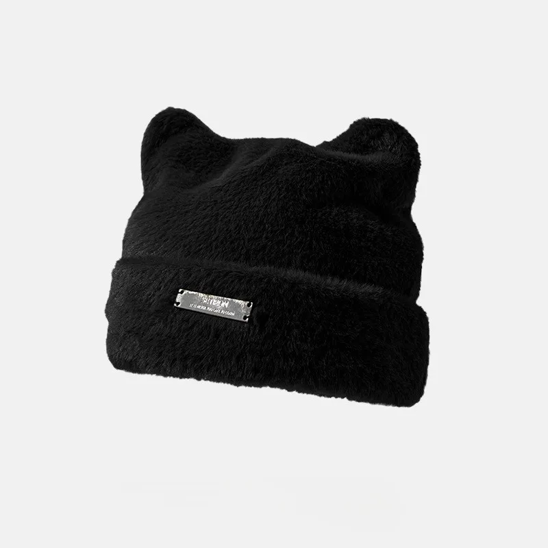 One Size Women's Bear Beanies Fleece Hat Earmuffs Cap Girls Female Winter Windproof Keep Warm Thicken Hat