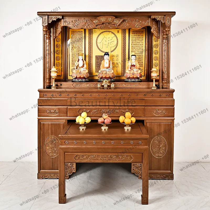 Large-scale imported solid wood golden pear Buddhist niche for Taiwan Buddhist cabinet household temple