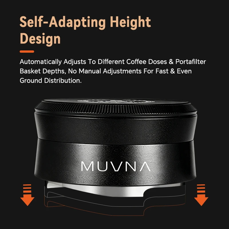 MUVNA Gravity Espresso Coffee Distributor 51/53/58.35mm Adjustable Pneumatic Coffee Leveler 304 Stainless Steel Detachable Base - view 6