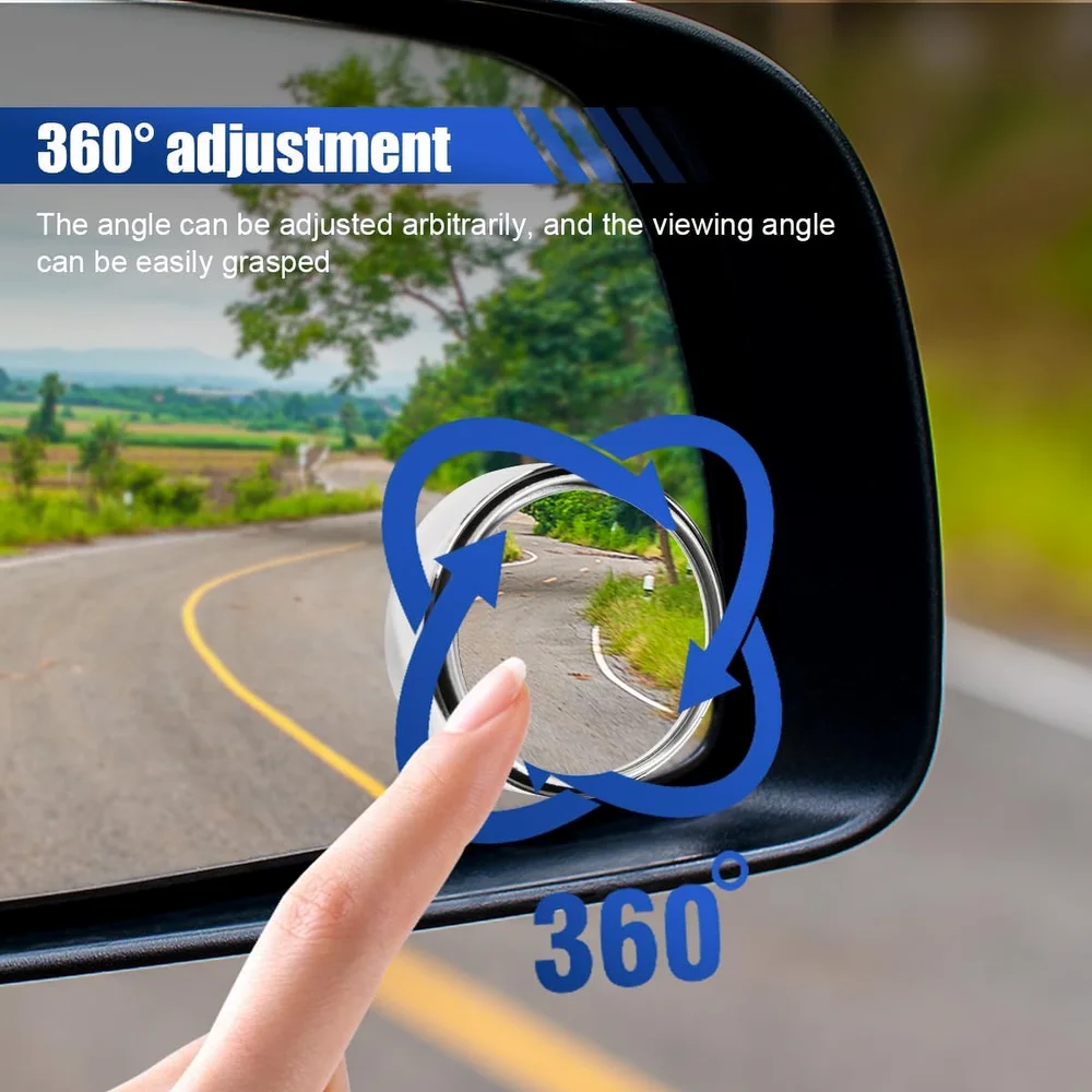 2Pcs Car Blind Spot Rear View Mirror 360 Degree Adjustable Blind Sport Angle Mirror Car Reverse Auxiliary Rearview Convex Mirror