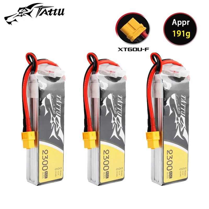 TATTU 11.1V 2300mAh 45C bateria LiPo z wtyczką XT60 do helikopter RC quadcoptera FPV części do dronów wyścigowa 3S bateria dronów