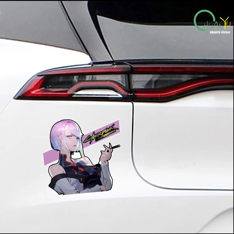 Cyberpunk anime Edge Runner 2D car sticker, Lucy waterproof car and motorcycle computer case sticker