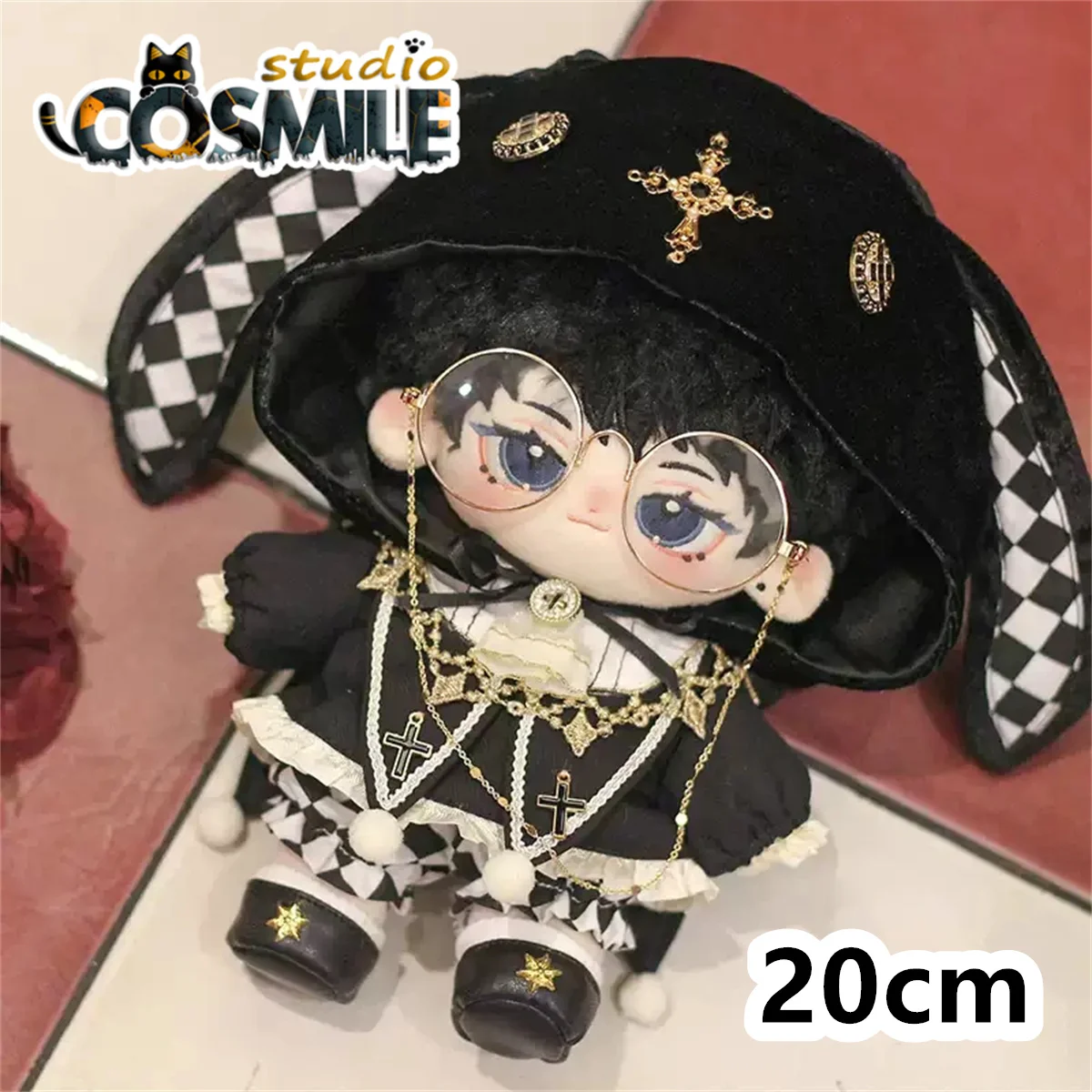 Idol Gothic Punk Edward Black Rabbit Fairy Tale Suit Costume Stuffed 10cm 15cm 20cm Plush Doll Accessories Doll's Clothes KL