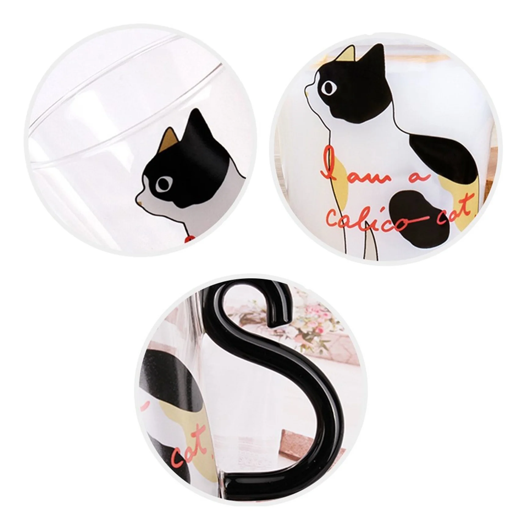 [Promotions]Cute Kitty Glass Water Cup Cat Tail Handle Mug Milk Tea Coffee Fruit Juice Mug Drinkware Home Lovers Cup -White
