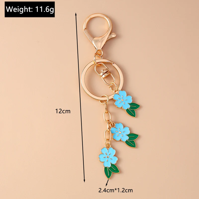 Fashion Flower Keychain for Car Key Holder Women Men Handbag Pendant Keyrings Accessories DIY Jewelry Gifts