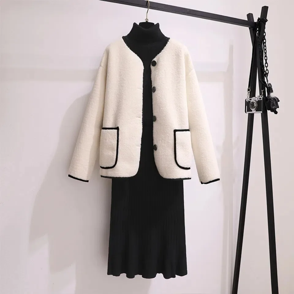 

Lamb wool versatile short thick coat women's autumn and winter 2024 new small wind fragrance Korean version loose casual top