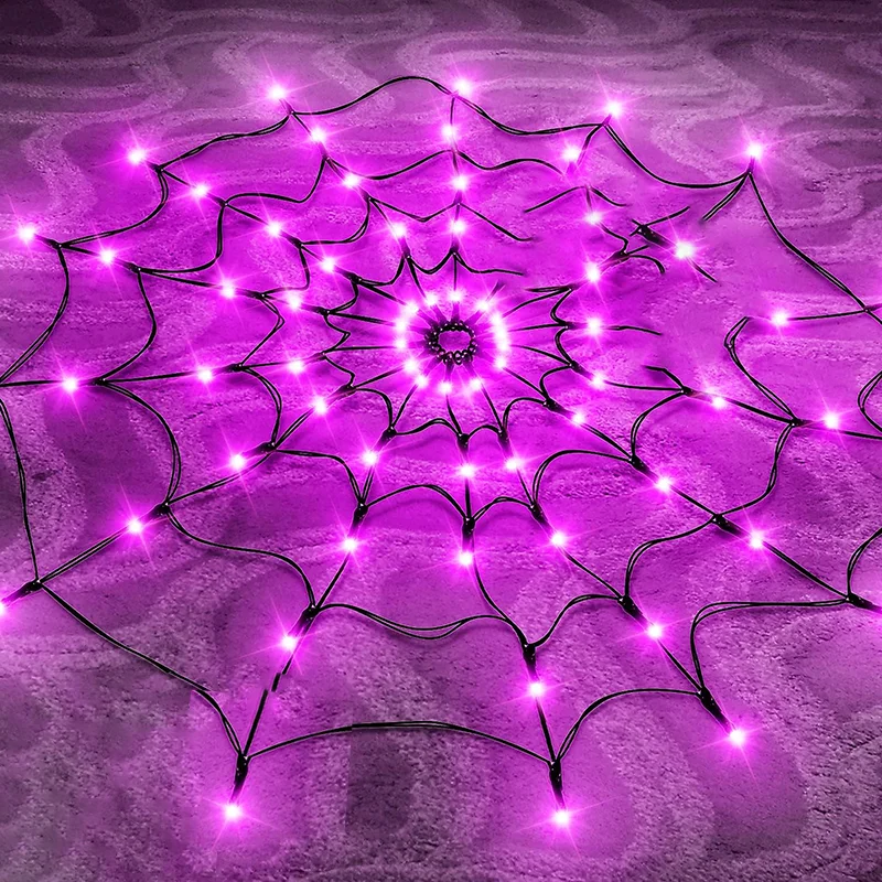 Halloween LED-Lichterkette Spinnennetz Geisterfest Atmosphärenbeleuchtung für Spukhaus-Party-Dekoration Bunte Beleuchtung