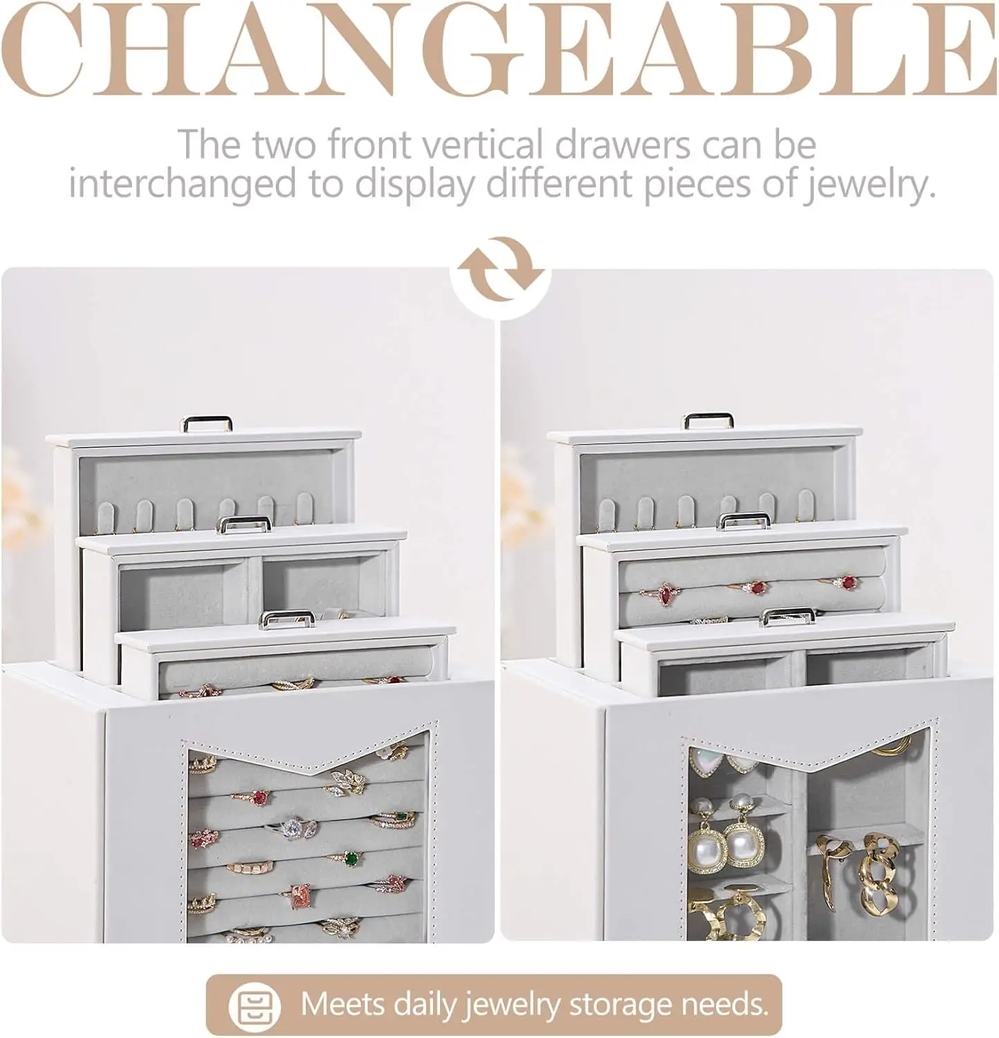 منظم المجوهرات مع خطافات قلادة نافذة شفافة هدية للنساء علبة عرض صندوق المجوهرات لخواتم القلائد #3