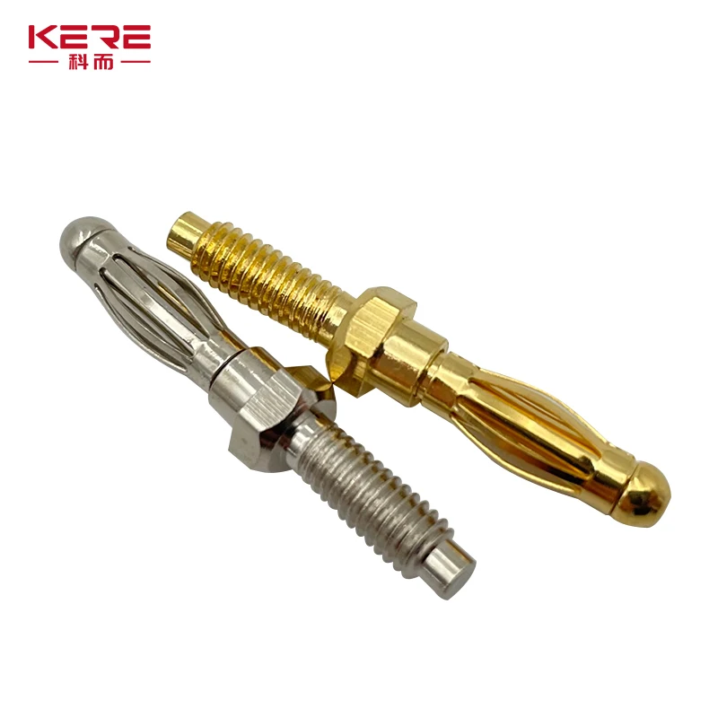 KERE 20Pcs/Uninsulated Banana Plug 4mm Thread Bolt Fitted for M4Panel Installation Screw Connector Copper Nickel Plating