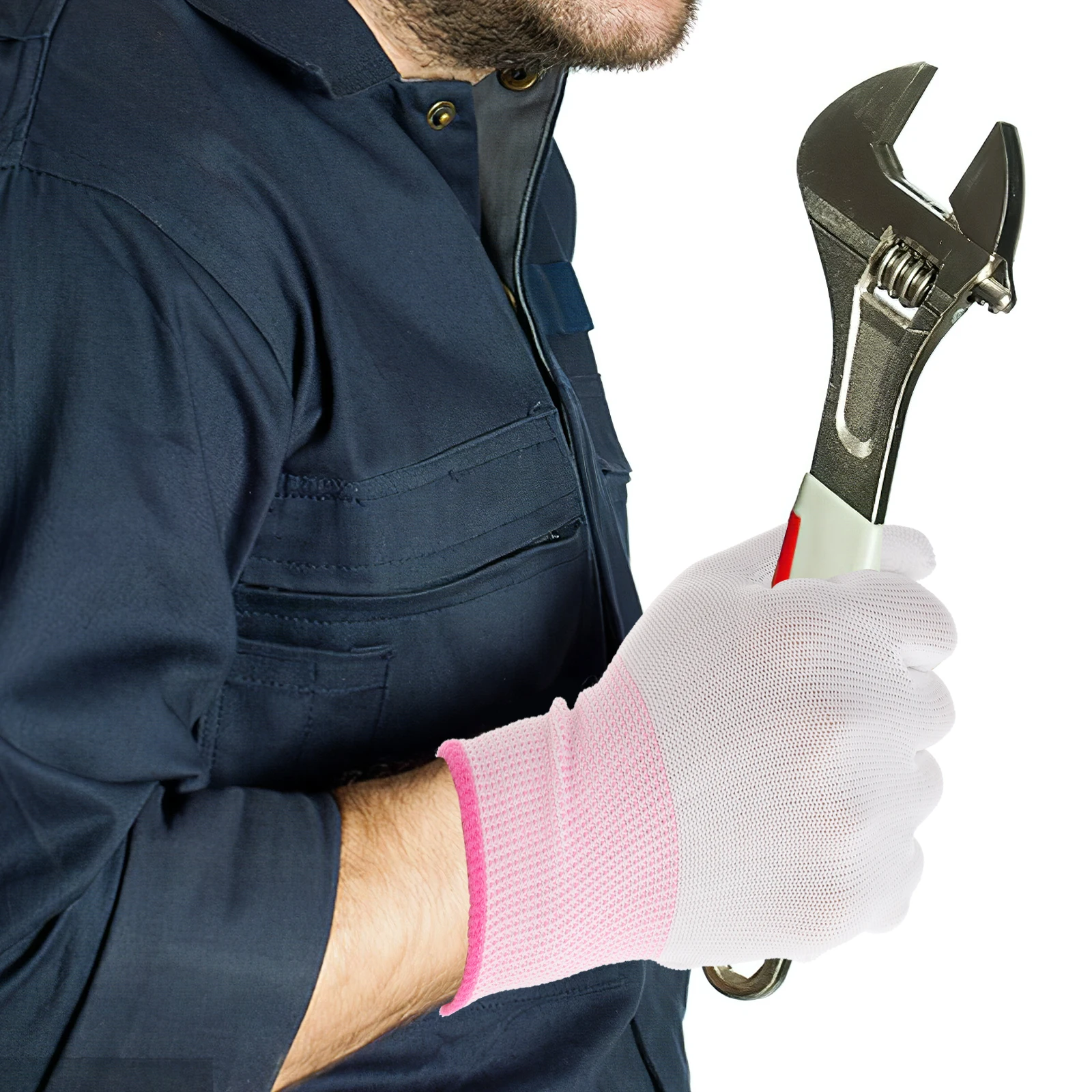

12pcs Pu Coated Anti-Static Safety Work Gloves For Electrician Electrical Repair Computer Men'S Mechanics Construction Reusable