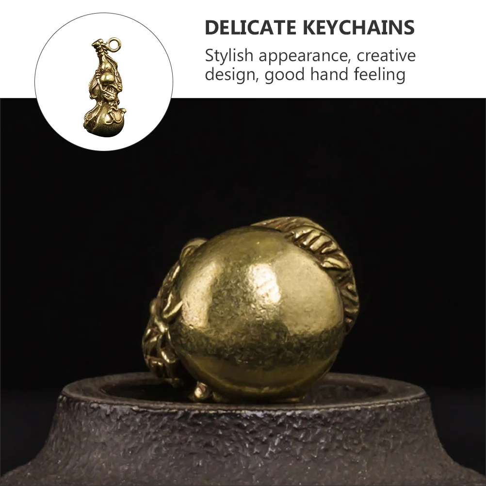 

2Pcs Gourd Keyring Keychains Metal Pendant Retro Decor Chinese Style Small Size Lightweight Easy Carry Brass Durable Sturdy