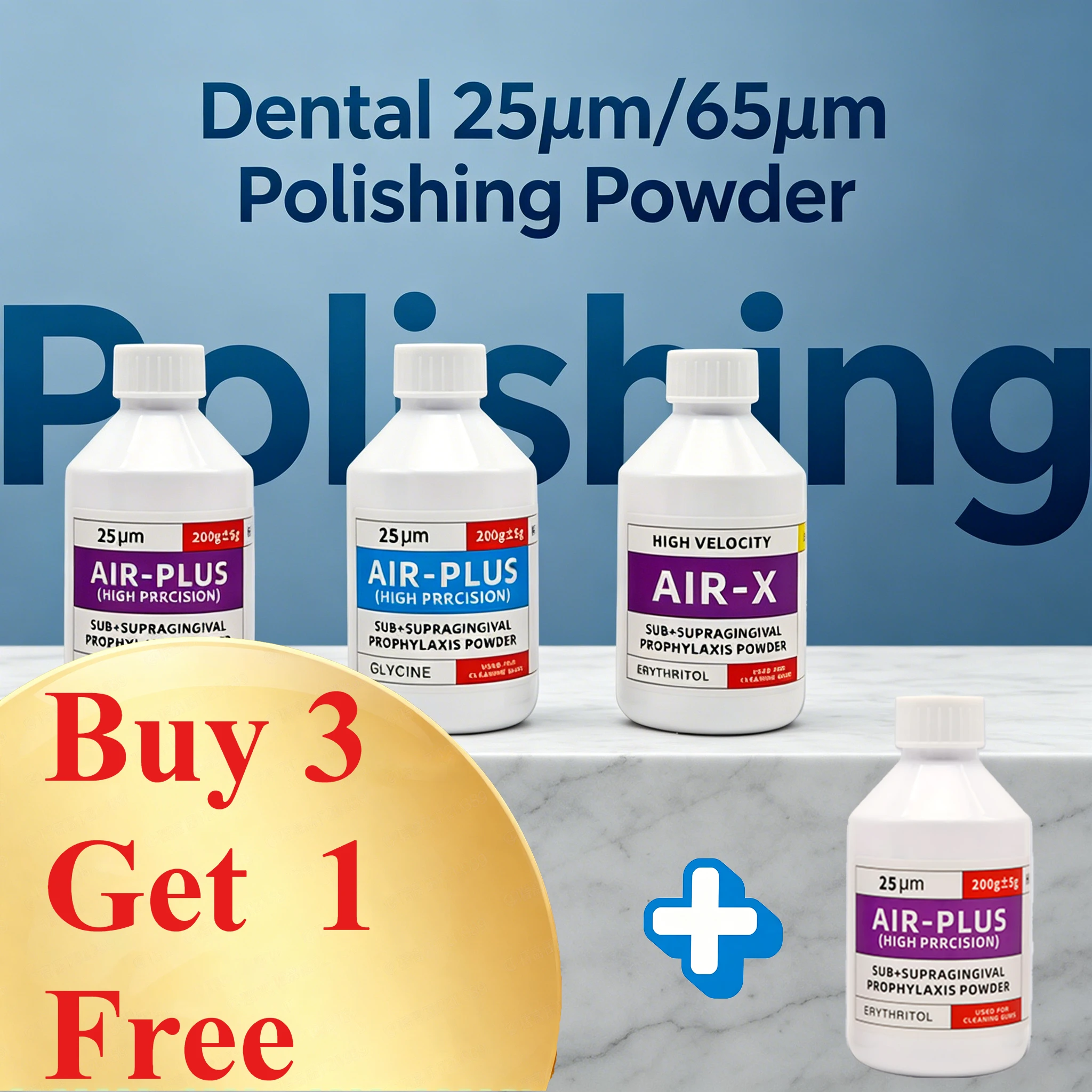 

Dental 25μm/65μm Air Polishing Powder Glycine Erythritol Bicarbonate For Supragingival & Subgingival Teeth Stain Cleaning Tools