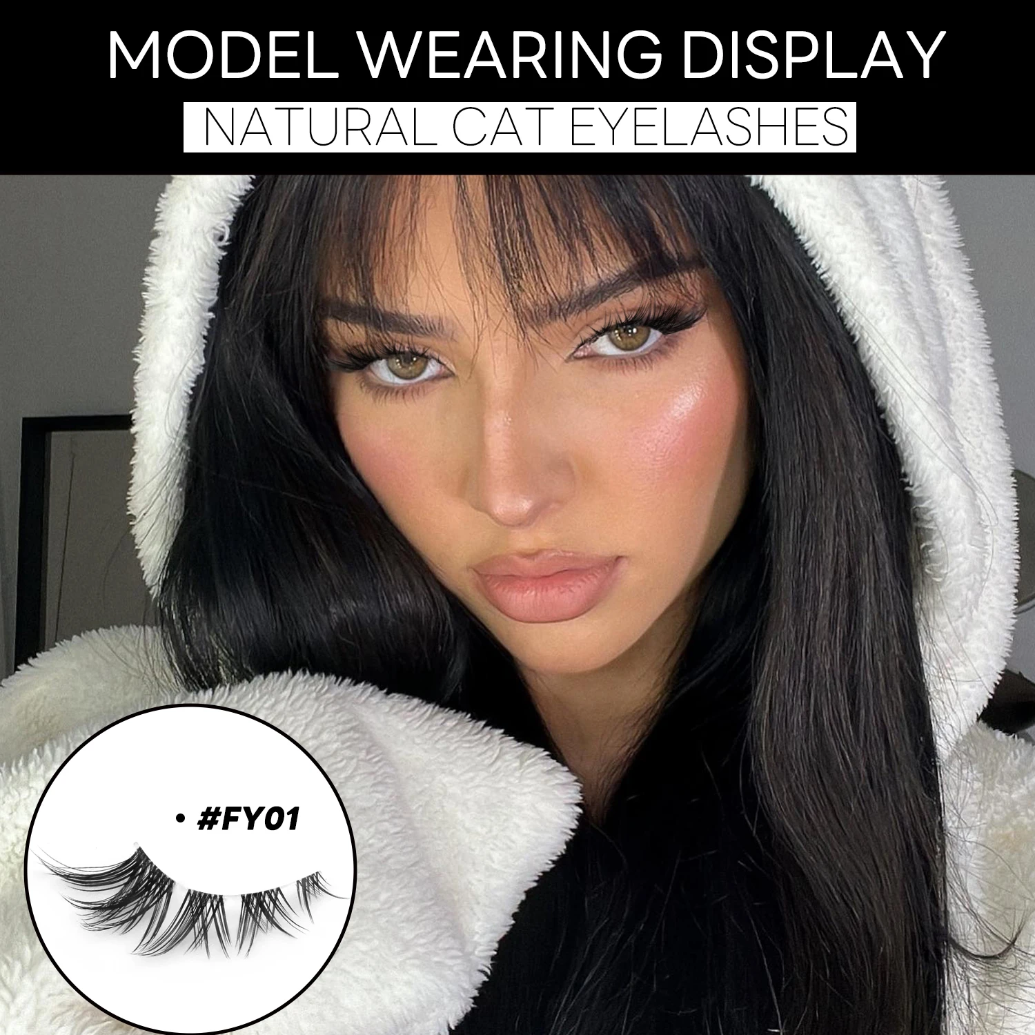 VELTRINAY Natürliche falsche Wimpern, Katzenaugen-Wimpern, weiche künstliche Nerzwimpern, leichte C-Curl-Wimpern mit klarem Band, künstliche Wimpern